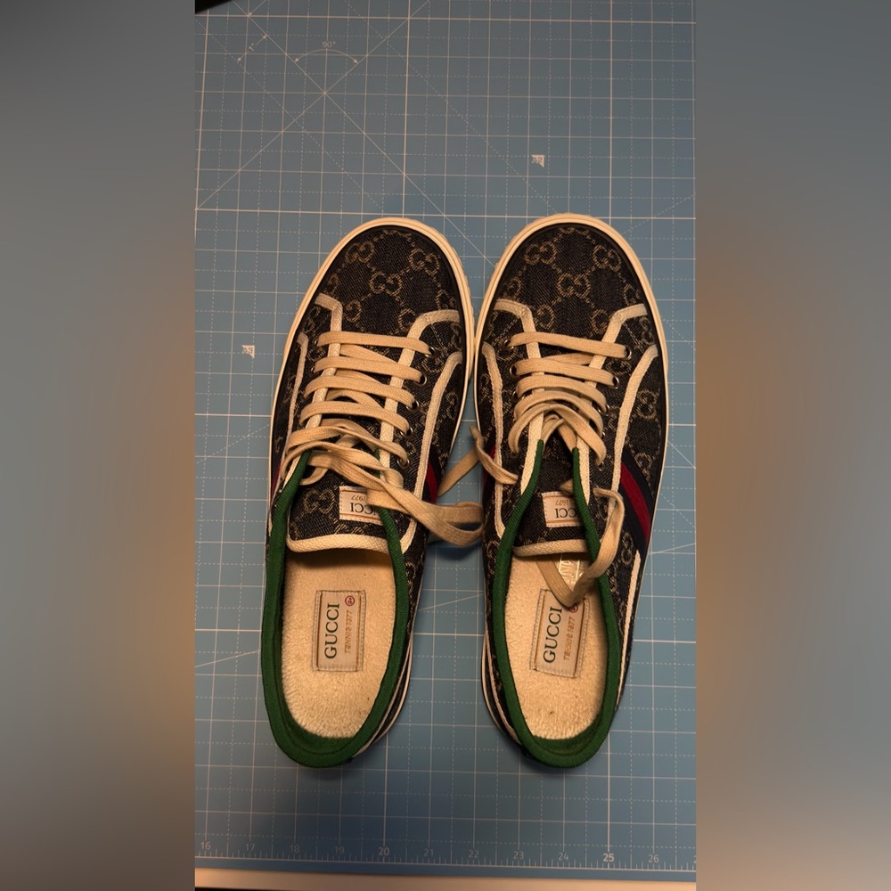 Gucci Men's Monogram Black and Cream Sneakers